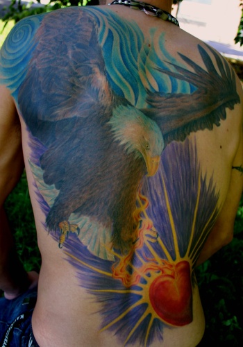 Tattoos - Ethnic American tattoos - Eagle & sacred heart